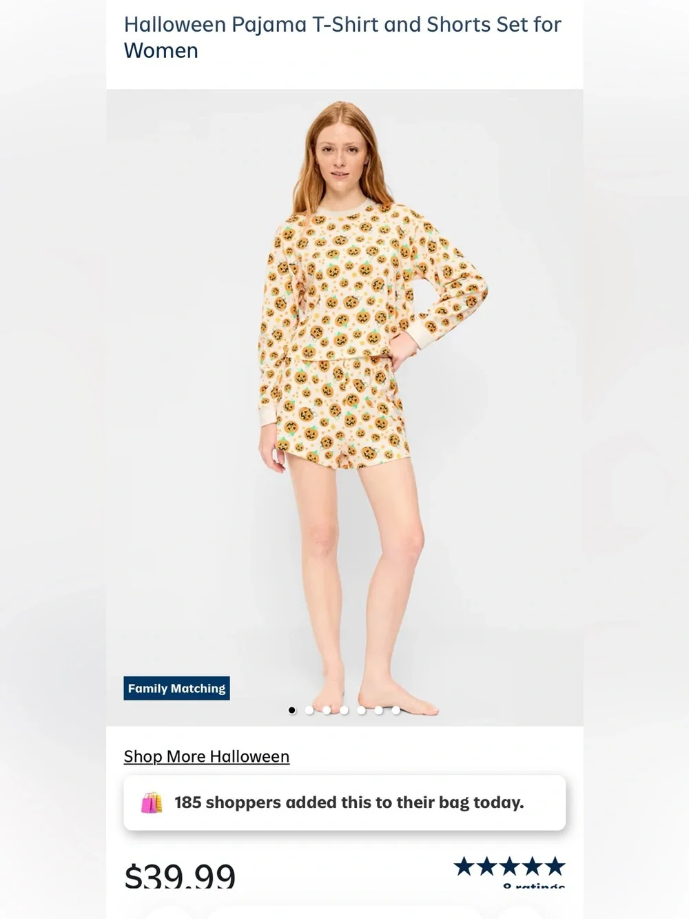 Halloween Pajama T-Shirt and Shorts Set for Women